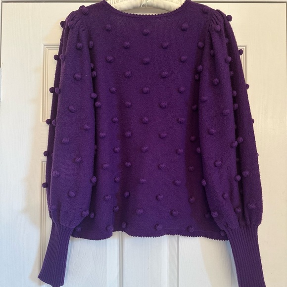 Lilly Pulitzer Kippa Sweater Pullover Purple Pom Bobble Long Sleeve Sz L REPAIR - Picture 4 of 9